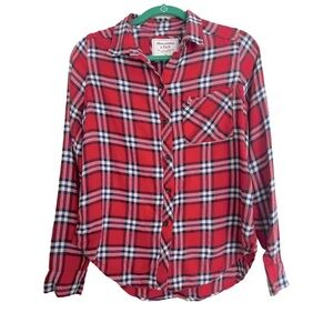 Abercrombie and Fitch red plaid flannel shirt.  Size medium grunge Y2K Emo